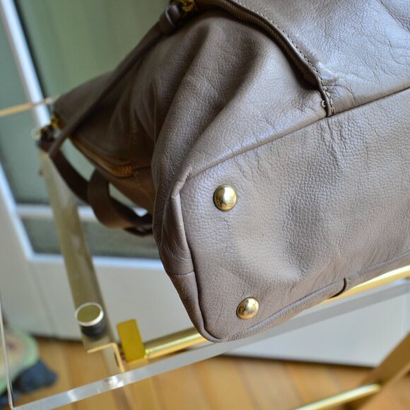 Kooba Tote Handbag Shopper Everette Leather Taupe Gray Zippers Tassels Large - Picture 8 of 16